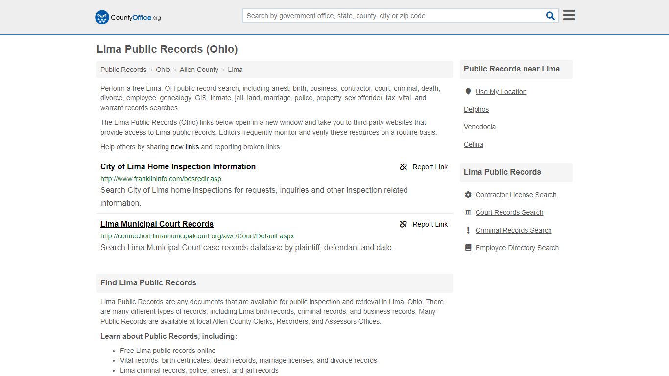 Public Records - Lima, OH (Business, Criminal, GIS, Property & Vital ...